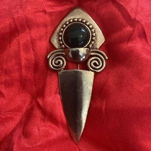 Vintage Dauplaise Gold Green Faux Stone Large Brooch